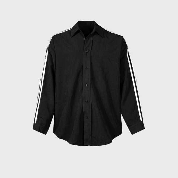 Men's And Women's Same Black Circular Lower Hem Shirt